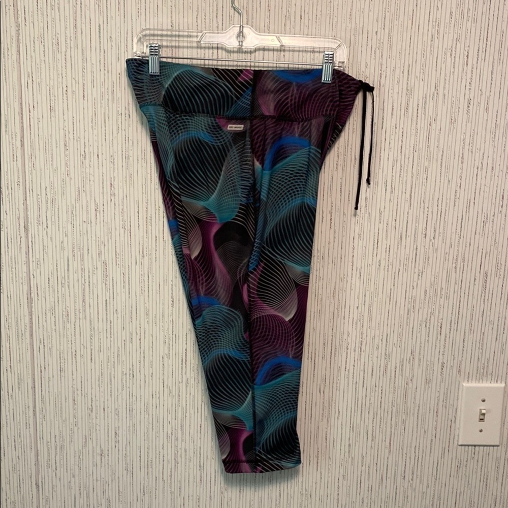 Purple & Blue DanSkin Now Large Leggings with Adjustable Waistband Capri